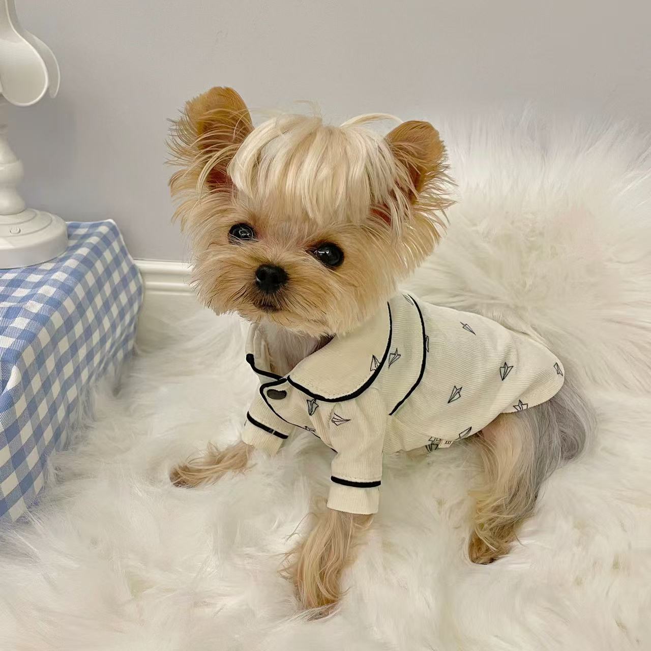 T00327 Pet Clothes Corduroy Simple Vest Small Dog Cartoon Suspender Vest Cute Dog Cat Clothes
