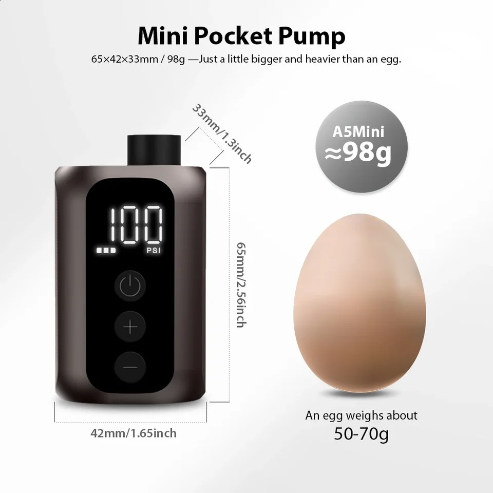 BSCOBBER A5mini Portable Air Pump Portable Rechargeable Wireless Bicycle Accessories Tire Inflator 100PSI High Pressure 250521