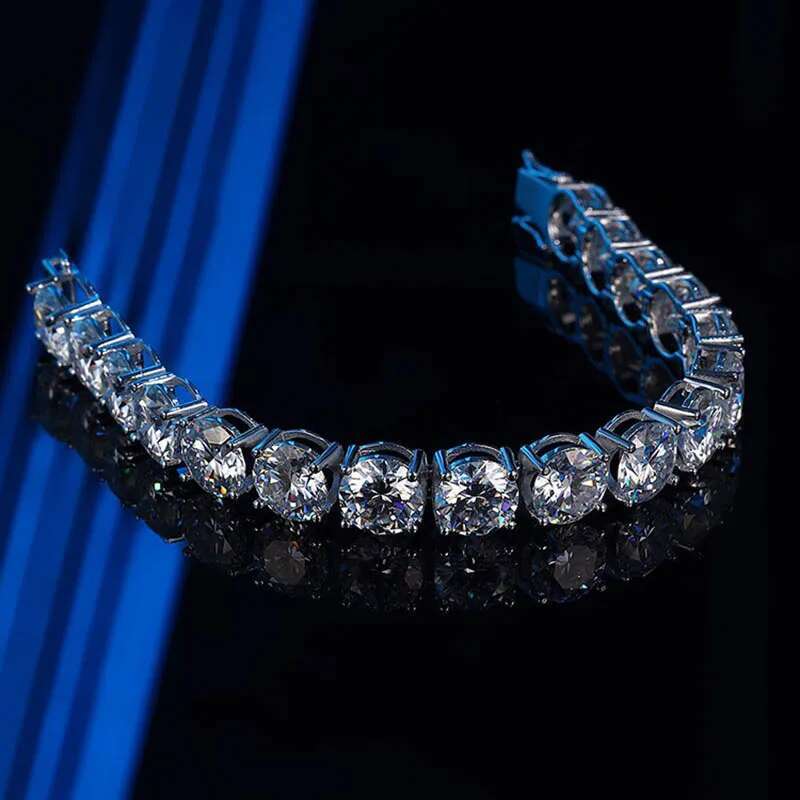4ct 10mm D Color Moissanite Tennis Chain Bracelet 925 Sterling Silver Plated Rhodium Diamond Link Bracelets Bangle Pass Tester