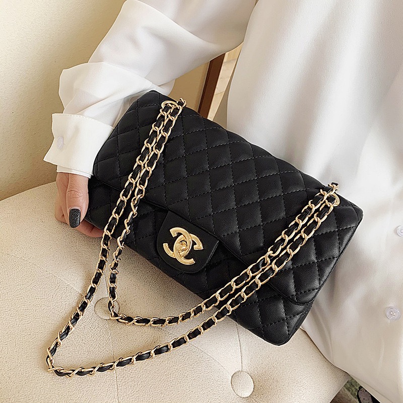 High quality free shipping new small fragrance wind embroidery line rhomb women bag chain shoulder crossbody bag fashion all kinds of soft lambskin sm