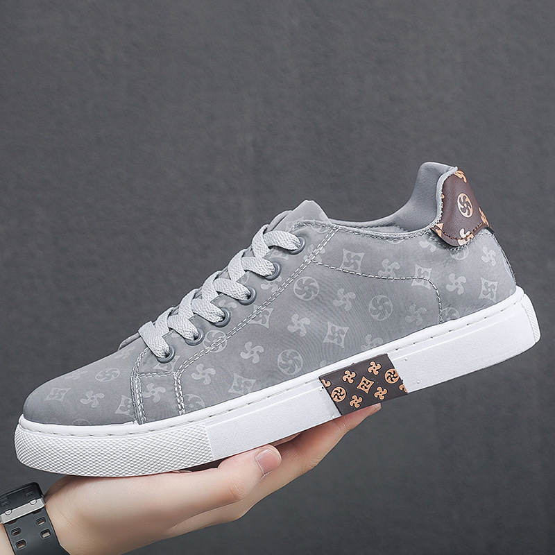 2025 Summer New style hot sale greye black shoes men casual printed matching color skate shoes thick sole lightweight Comfortable shoes Hip-hop style sneakers