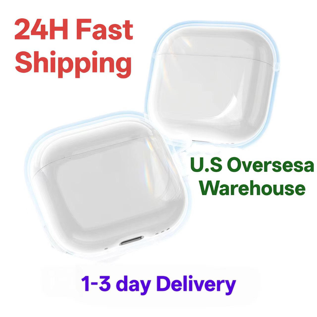 US Warehouse Airpods 4/2/3/pro/pro2 bluetooth headphones TPU transparent soft shell