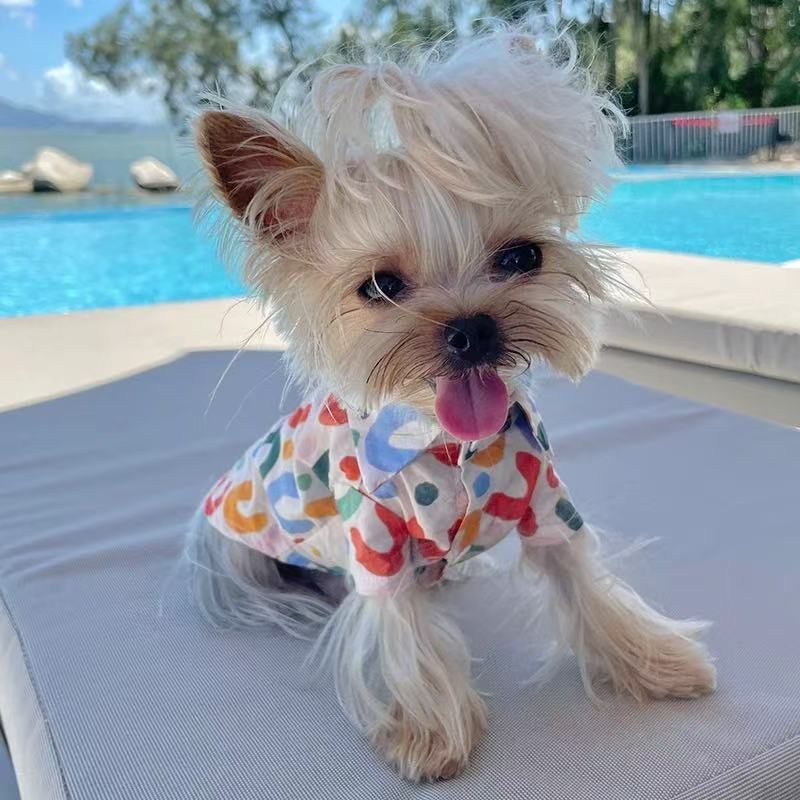 T00270 Pet clothes sleeveless contrast color POLO vest elastic breathable thin Yorkshire Maltese dog clothes