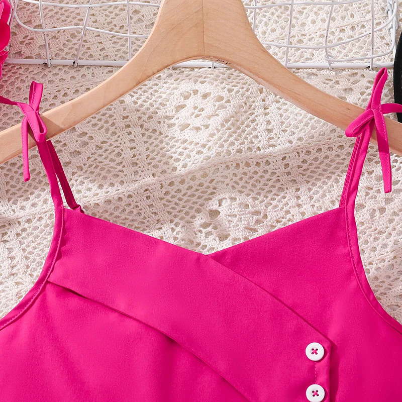 Summer Childrens Fashion Sets For 812 Years Kids Girls Sense Of n Rose Suspenders And Shorts Vacation Daily Outfits 250517z