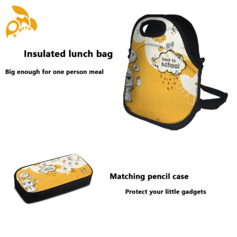 Free delivery. top designers customize lightweight high-quality white meal bag and pen case sets.