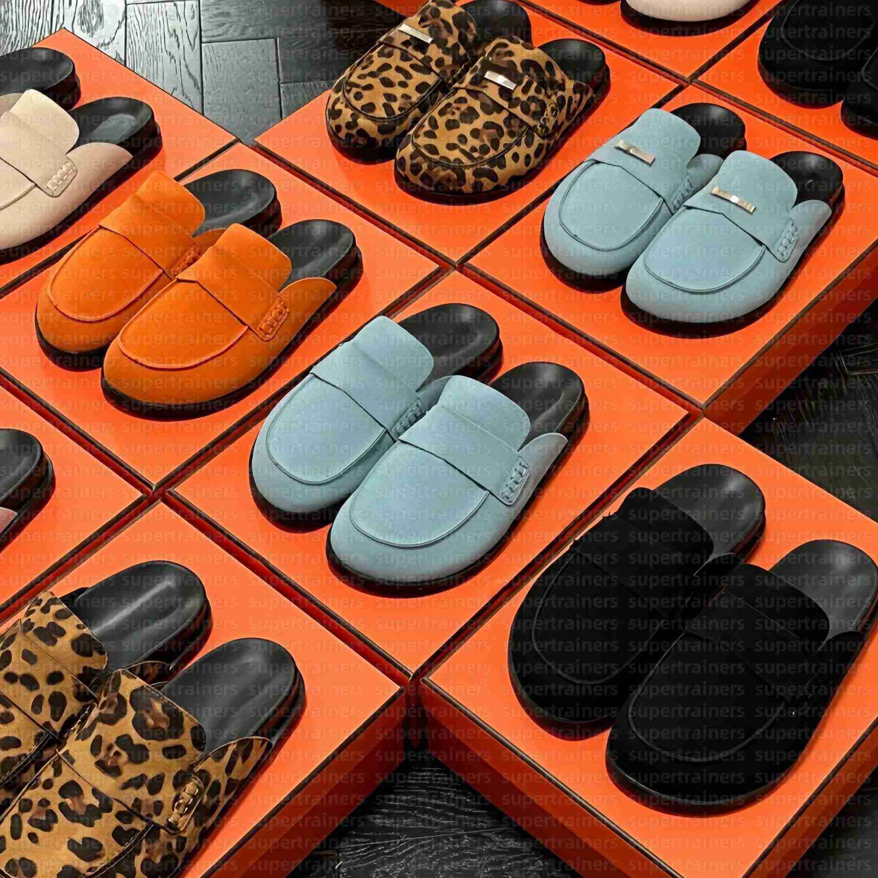 Designer Mule half Slippers Loafers Summer Women Men Suede Leather Scuffs Sandals Slip On Black Brown Beige Clogs Noir Comfortable Stylish Shoes 35-46 have box3