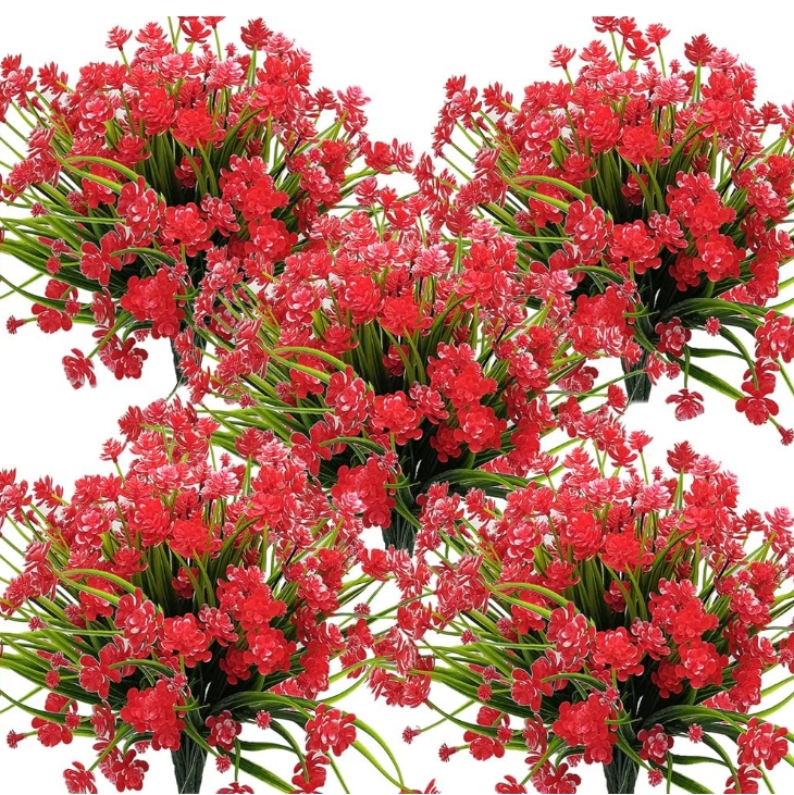 Gypsophila Artificial Flowers Outdoor Decoration UV Resistant No Fade Faux Plastic Plants Garden Porch for Window Kitchen Office