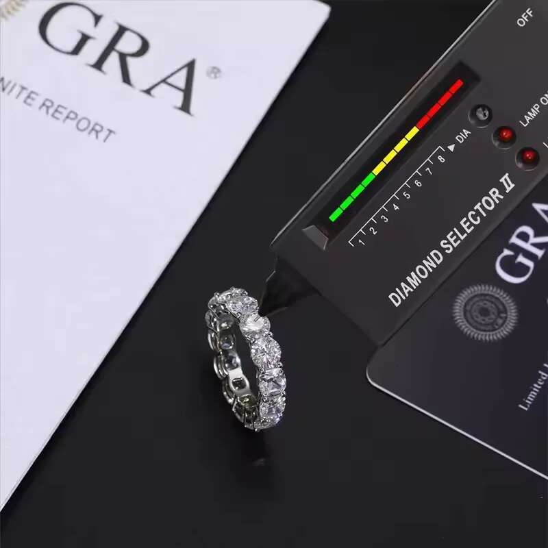 bxiny 3 5mm moissanite eternity rings s925 silver d color labgrown diamond for women wedding band gifts jewelry gra certificate