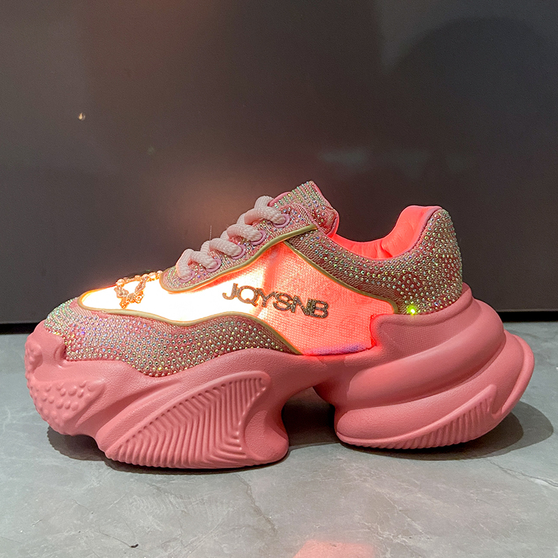 Women's luxury shoes designer rhinestone sports shoes with thick sole straps comfortable and shiny night running shoes high-quality casual shoes