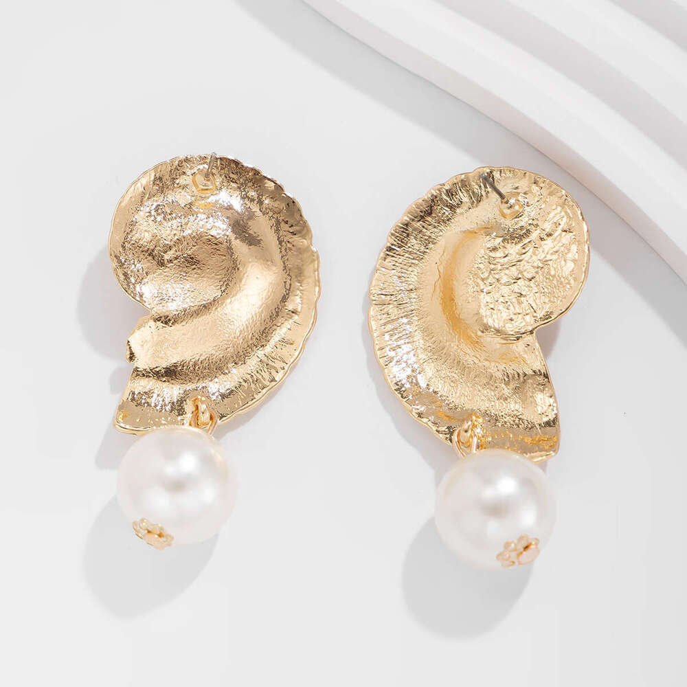 Creative Ocean-Style Seashell Earrings with Imitation Pearls, Beach Vacation Jewelry for Women