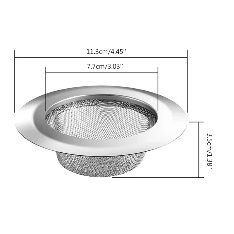 Stainless Steel Sink Strainer Washbasin Hair Strainer Sewer Floor Drain Kitchen Accessories Sink Strainer Drain Food Catcher Metal Net Food Slag Stopp