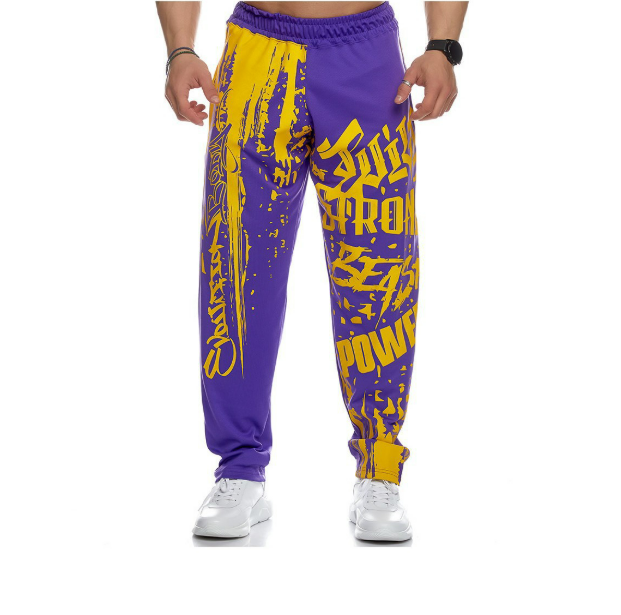 Men's Pants American Style Men Sweatpants Spring Autumn Jogger Gym Sports Fitness Cotton Printed Casual Mid Waist Drawstring