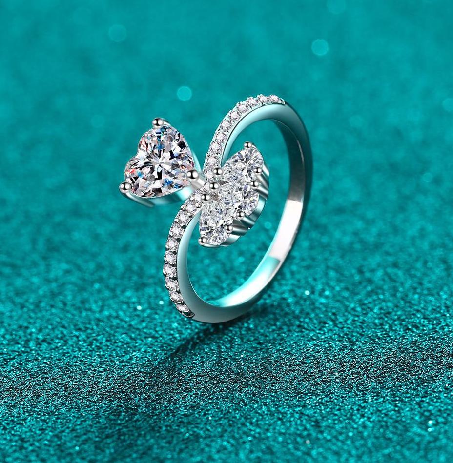 Elegant 925 Sterling Silver Moissanite Heart-Shaped Ring - Ideal Gift for Engagement, Anniversary, and Special Occasions