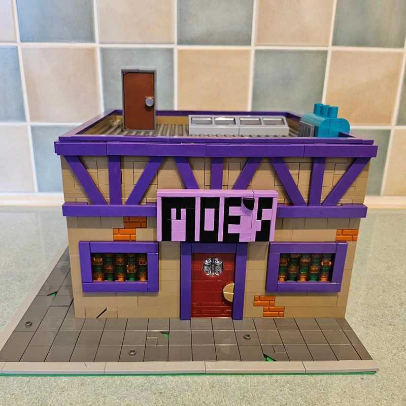 Bricklink Ci House Anime Simpsoned Modular Moes Tavern Model Architecture Street View Building Blocks Kid Toys Gift W250522
