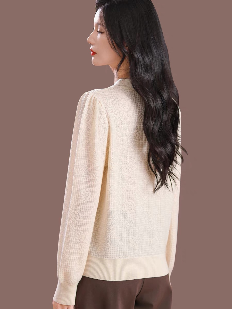 Cheongsam Collar Tikkun Long Sleeve Knit Bottom Shirt Loose Skinny Sweater