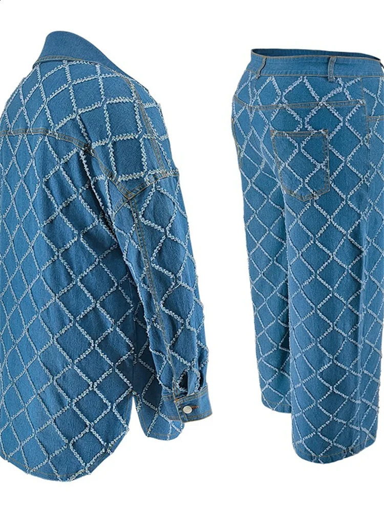 Wmstar Plus Size Denim Two Piece Set Fall Clothing Print Long Sleeve Tops Pants Matching Suits Wholesale Dropshopping 250516Z