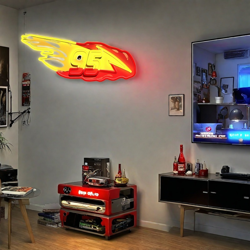 Racing Car Wall Art Neon Sign Sports Car Wall Decor LED Neon Light Garage Art Home Classroom Restaurant Bar Game Room Garage Holiday Gift for Fans