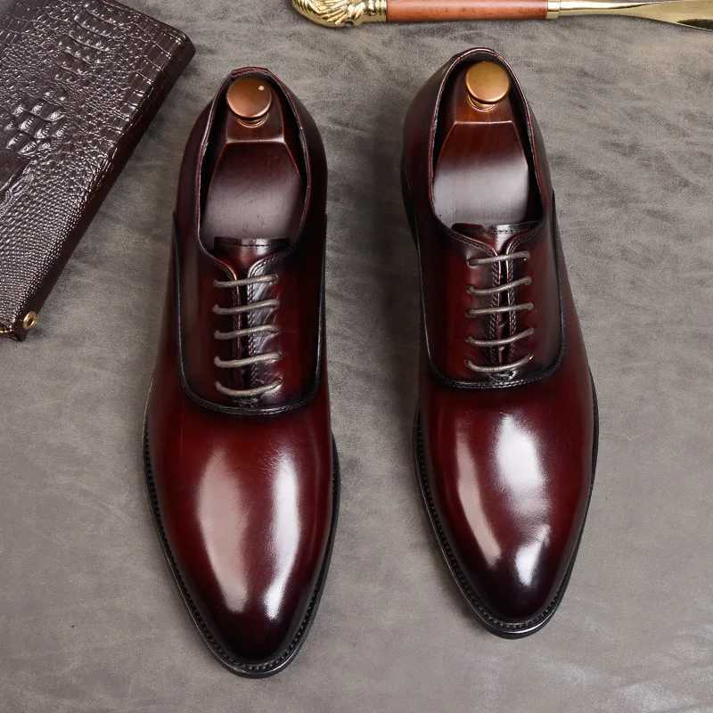 Mens Formal Shoes Genuine Leather Oxford Shoes For Men Italian 2020 Dress Shoes Wedding Laces Leather Business Shoes 869XJ250522