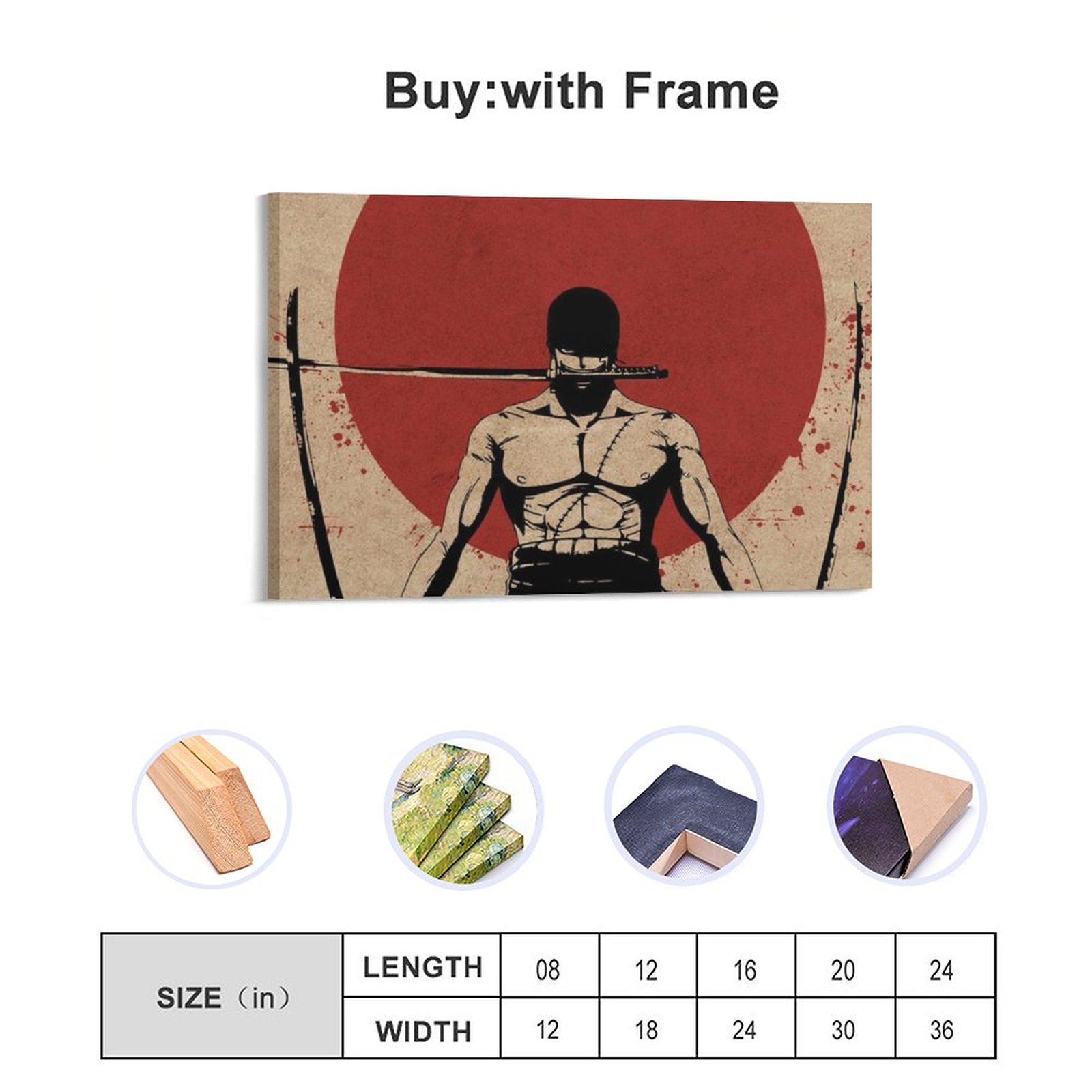 Home Decor Luxury Hanging Picture-Rectangle Roronoa Zoro Anime Poster Frame-style Canvas Prints Wall Painting Wall Art Decor Print Picture Paintings f