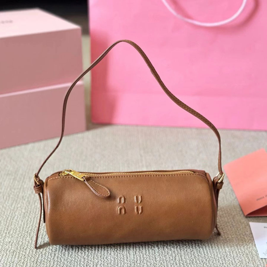 Designer bag 2025 new hobo shoulder handheld pencil armpit bag hand carry retro small cylinder pencil bag pencil women's bag
