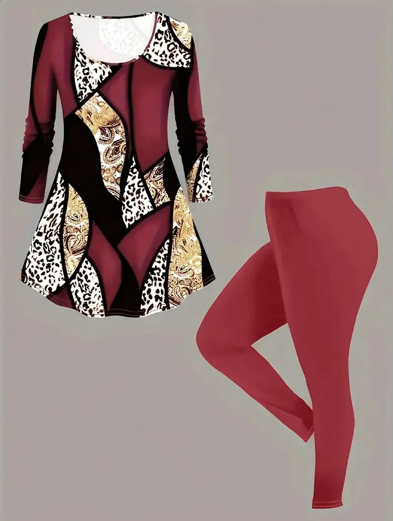 Plus Size 1XL5XL Womens Solid Chic Casual TwoPiece Set Crew Neck Tank Top Slim Pants Ladies Comfortable Clothing 250516Z