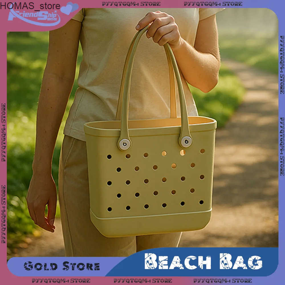 EVA Beach Bag Lightweight Waterproof Shoulder Bag for Travel Pool Party Water Sports Summer Essential Large Capacity Handbags Q250523