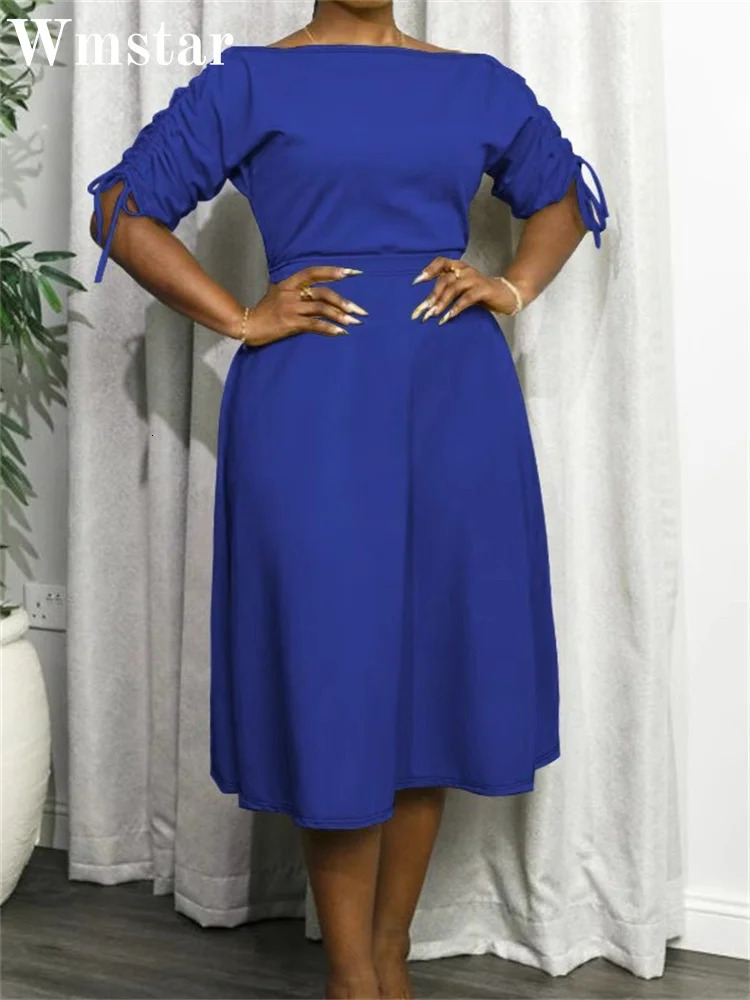 Wmstar Plus Size Two Piece Set Women Casual Bandage Sleeve Top and Dress Sets Summer Clothes Matching Wholesale Drop 250516Z