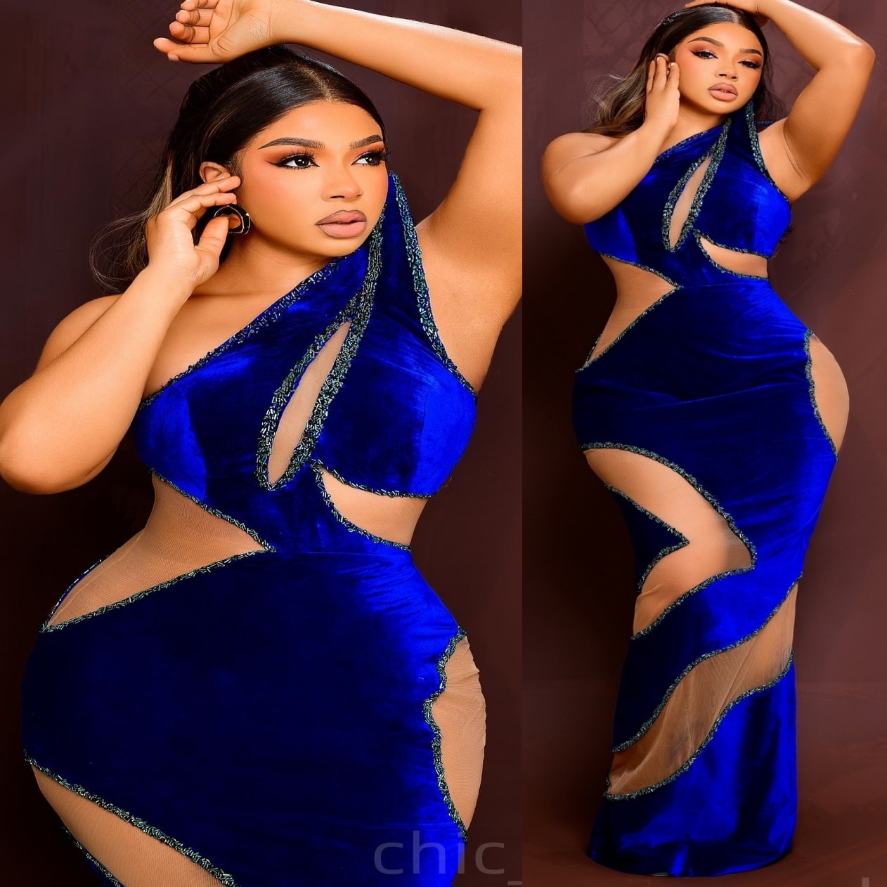 Royal Blue Sheath Prom Dresses 2025 Beaded Velvet Sheer Stylish Evening Formal Party Second Birthday Engagement Gowns Plus Size Dress For Special Occa