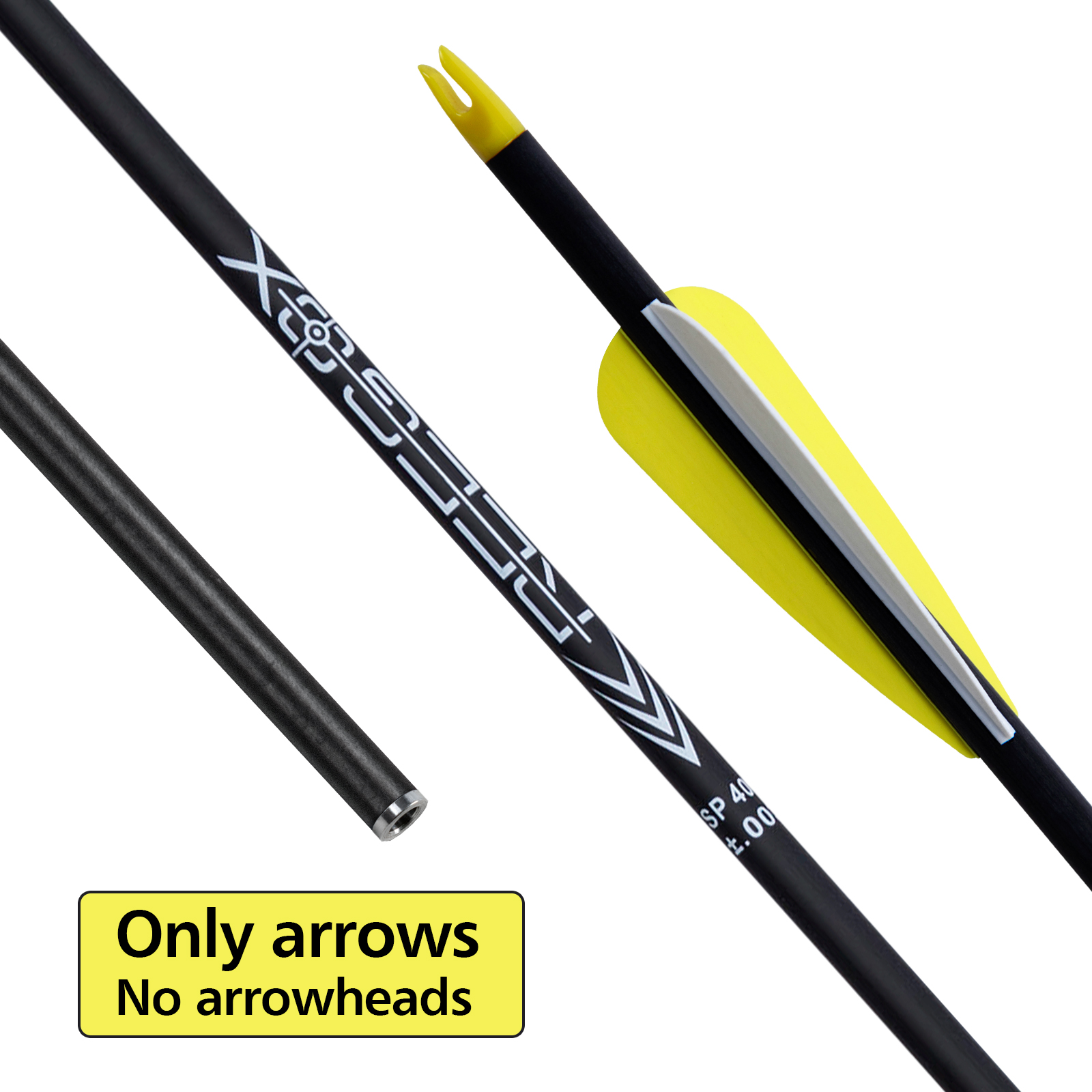 Archery Arrows Without Arrowheads 31inch Targeting Arrows Spine250-600 Arrows 6.2mm Carbon Hunting Arrows for Recurve Bow and Compound Bow (12Pcs)
