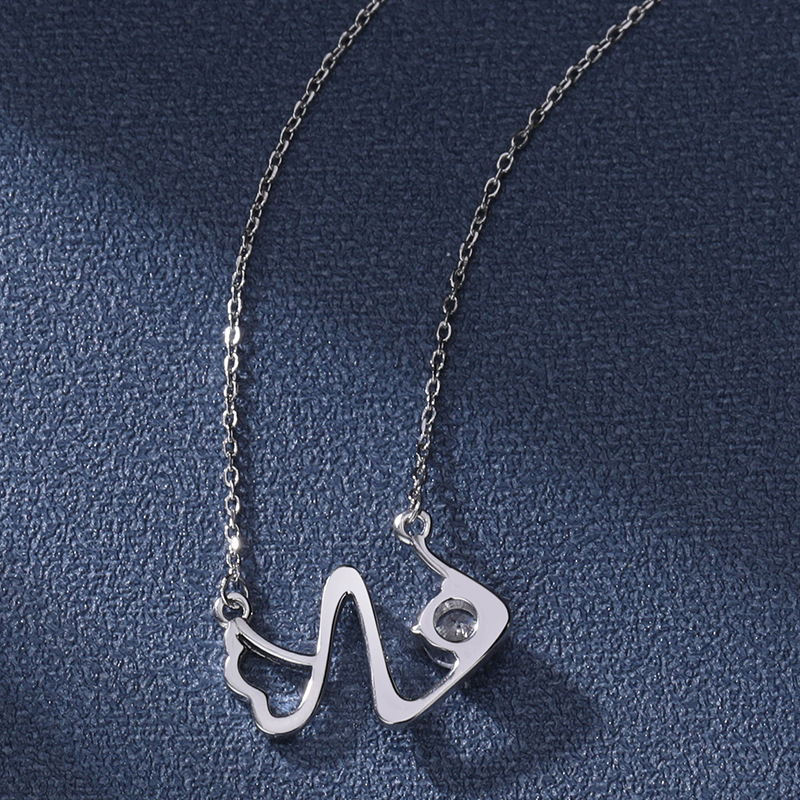 Moissanite Fish Design S925 Sterling Silver Necklace, Minimalist Luxury Design, Fashionable and Versatile Women's Jewelry, Perfect Birthday and V