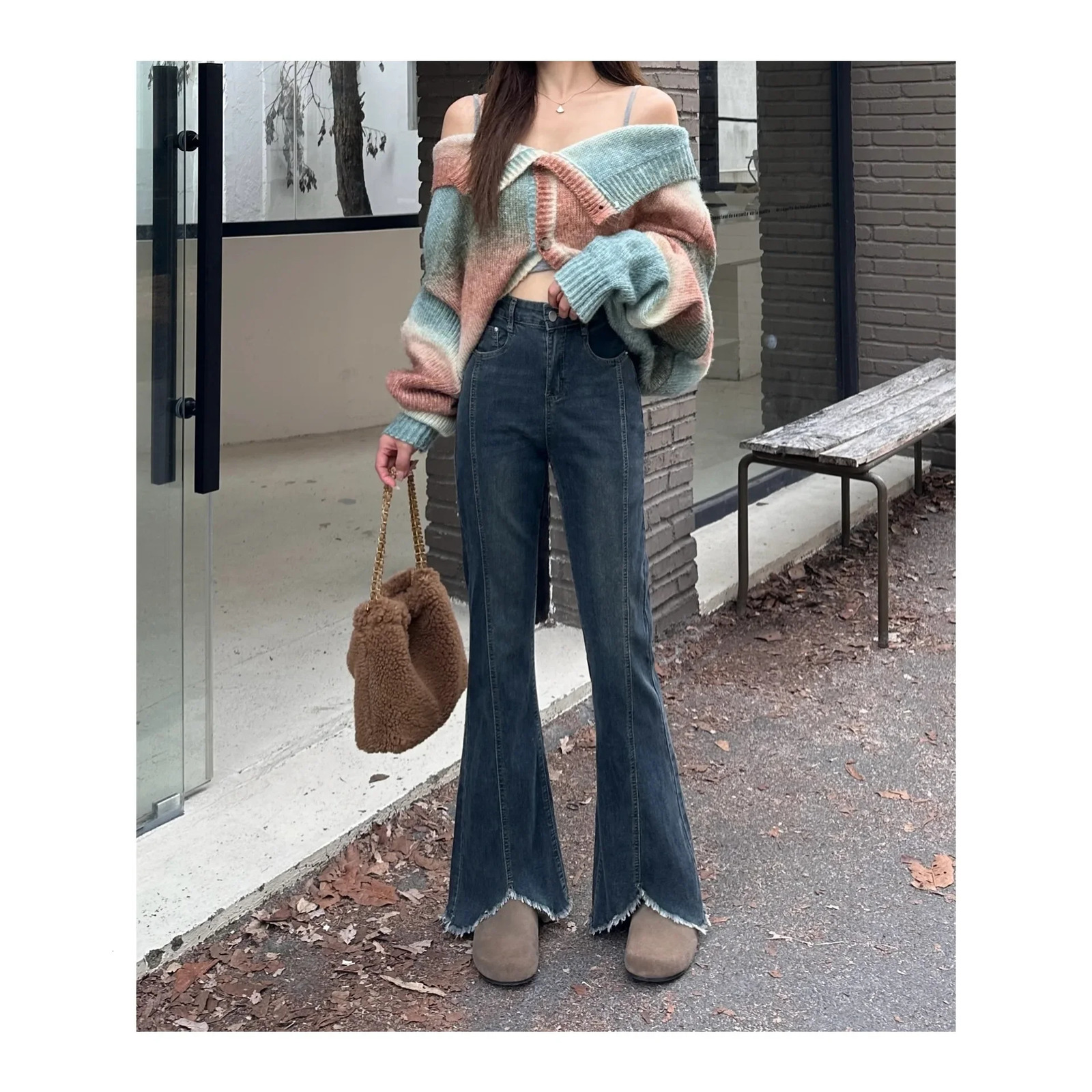 Plus Size High Waist Fleece Lined Flared Jeans n Sensation Slimming Wide Leg Pants plus Denim Trousers 250523