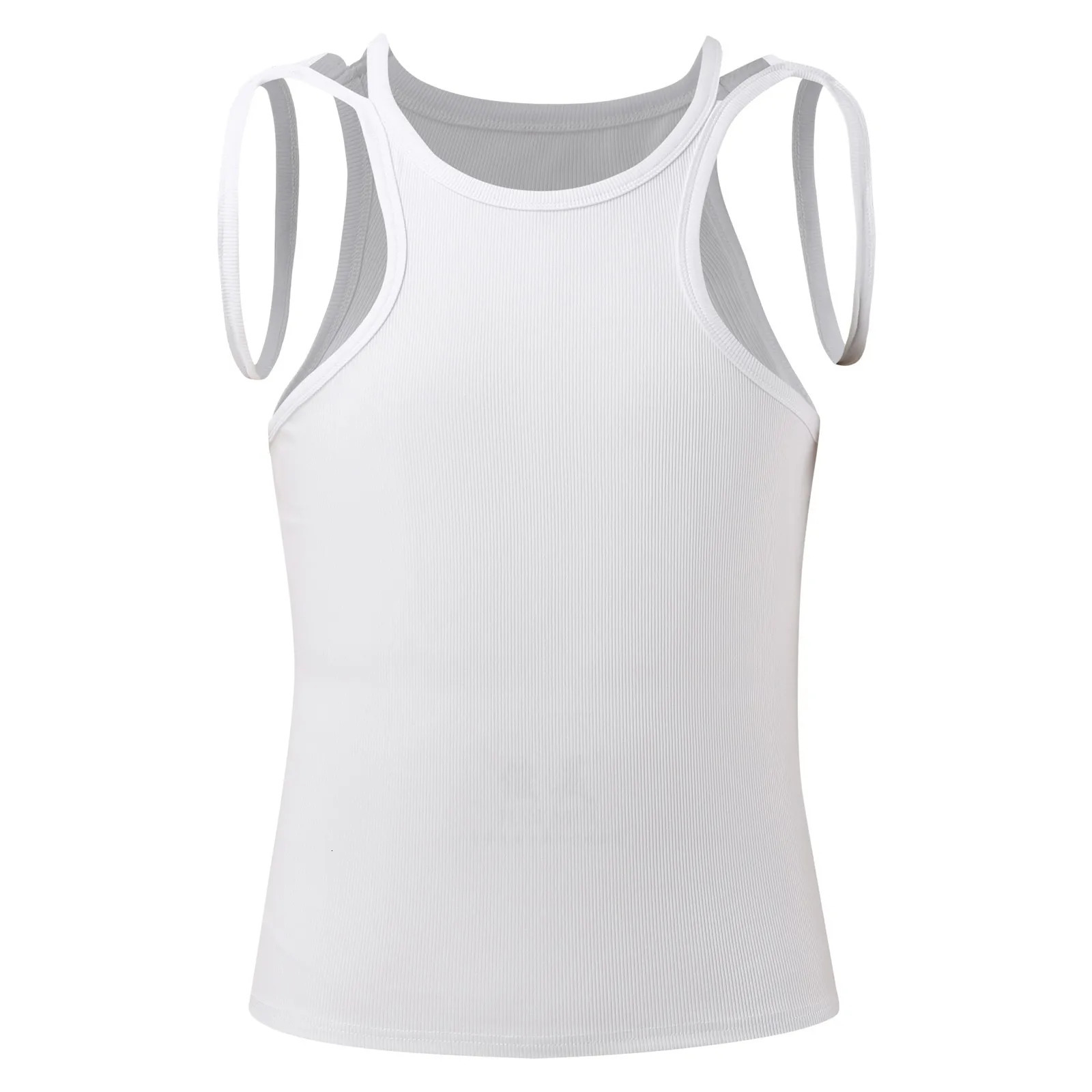 Men Tank Top Sexy Male Slim Fit Knitted Camisole Vest Elastic Slim Fit Base Coat Sexy Tight Fitting Vergi Olmayan 250519CJ