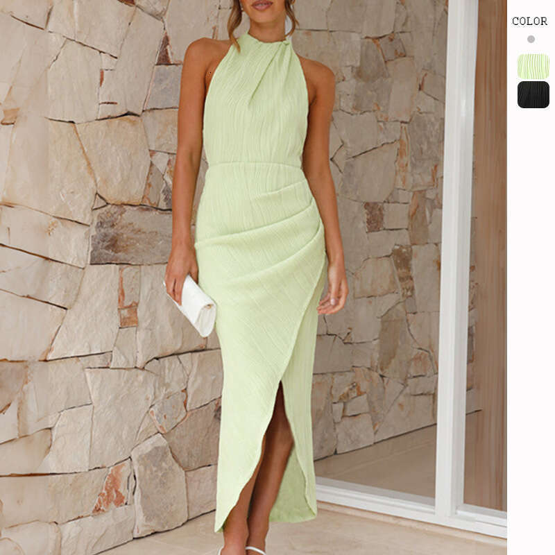 Halter Whit Maxi Dresses Spring Summer High End Women S Wear Tailored Long Dress For Women With Lining Prom Sexy Dress