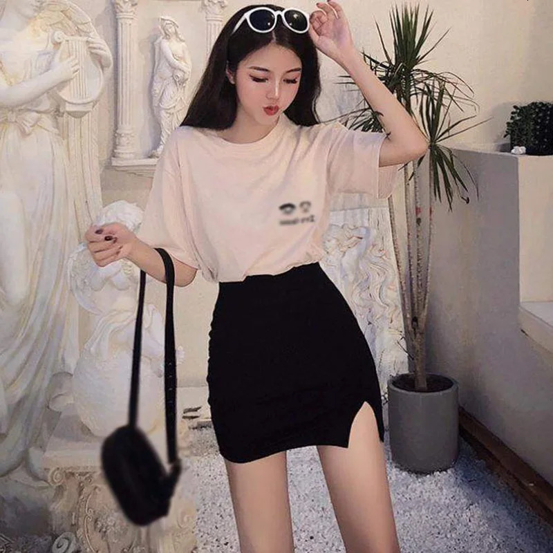Summer Womens Dress Fashion Solid Korean Version High Waist Sexy Slim Split Skirts 250513Z