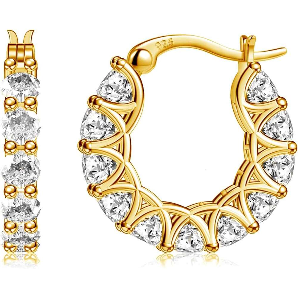 Solid sier cubic zirconia ring and 14k gold earrings, low allergenic Hies women's earrings