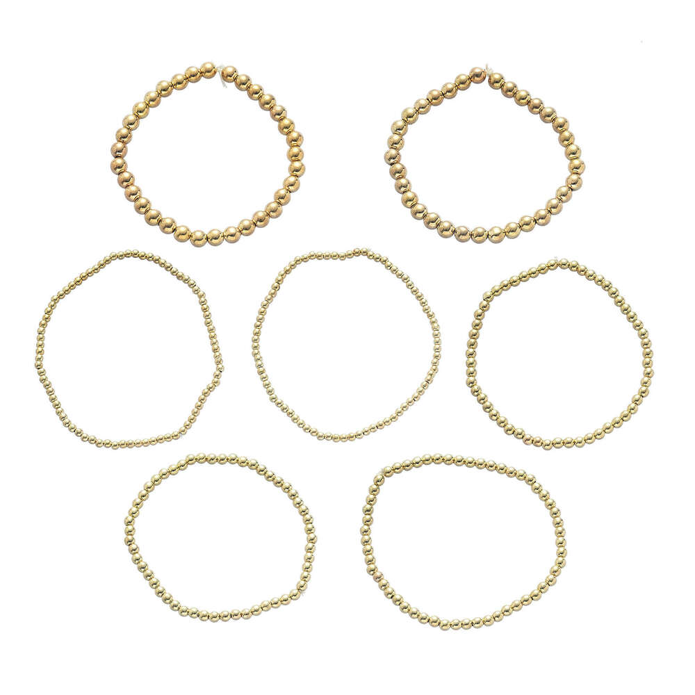 Bead combination bracelet, fashionable simple gold 7-piece set, bracelet and accessories