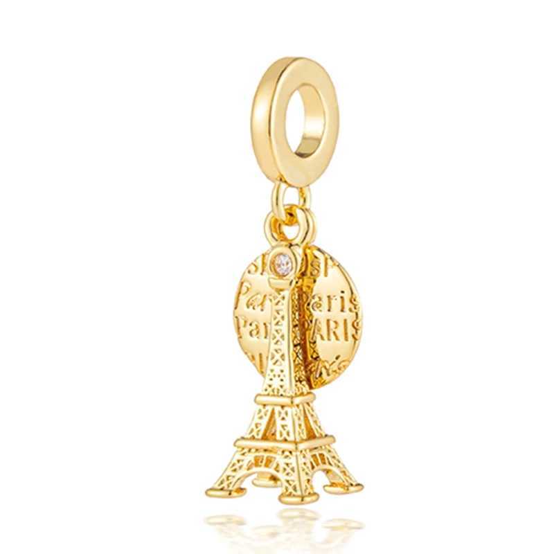 Golden Series DIY Charm Jewelry Gift Chinese DragonDouble Heart Split Dangle Bead Fit Original 925 Sterling Silver Pan BraceletXJ250523