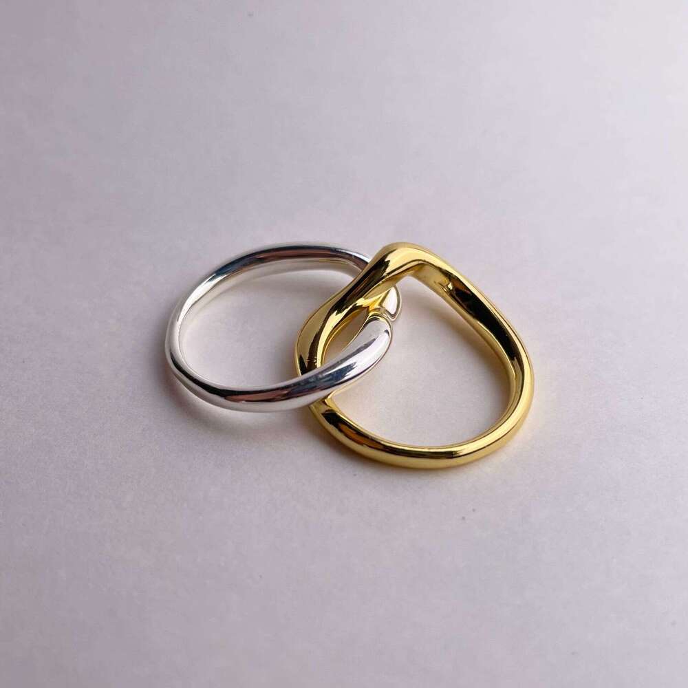 Gold silver twisted double combination ring, simple and fashionable Mobius food ring