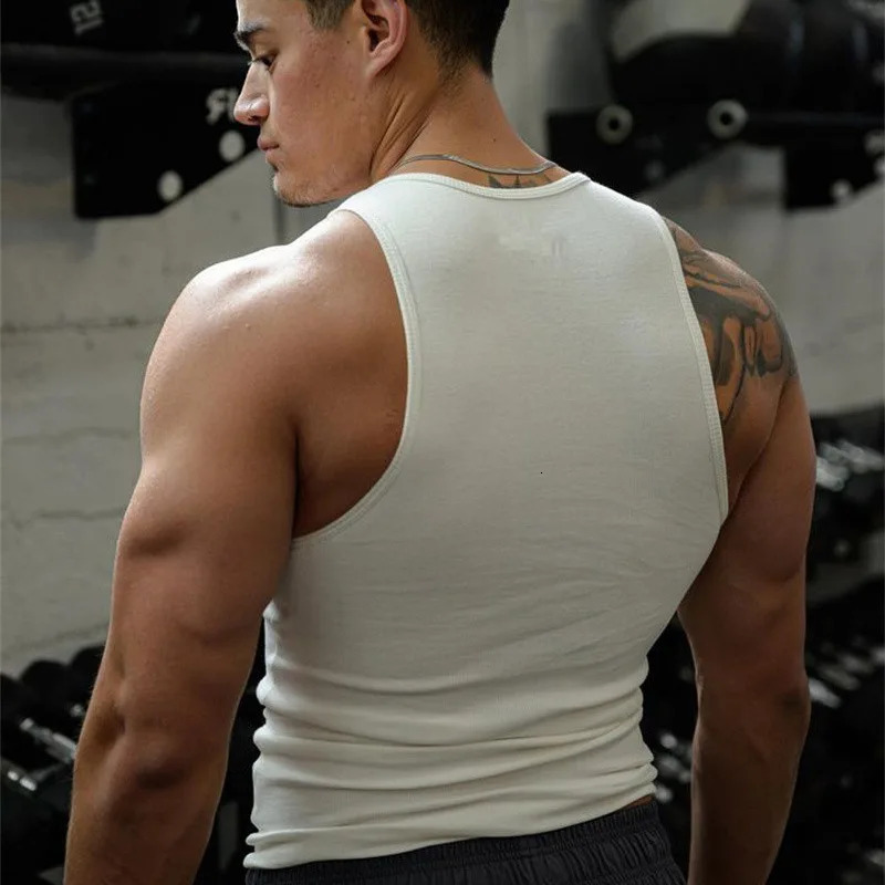 Spring Summer Knit Ice Silk Ribbed Fitness Sports Casual Slim-fit Mens Vest Mens I-line Muscle Vest Cotton Men 250519CJ
