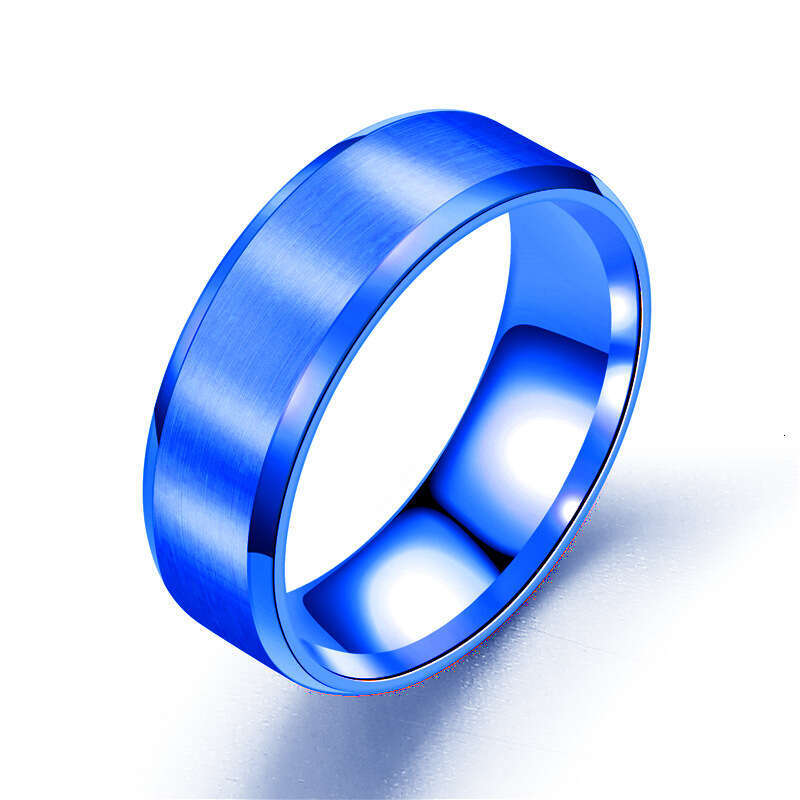 Simple Ring Stainless Smooth Matte 8MM Double Bevel Blank Laser Engraved Titanium Steel Jewelry