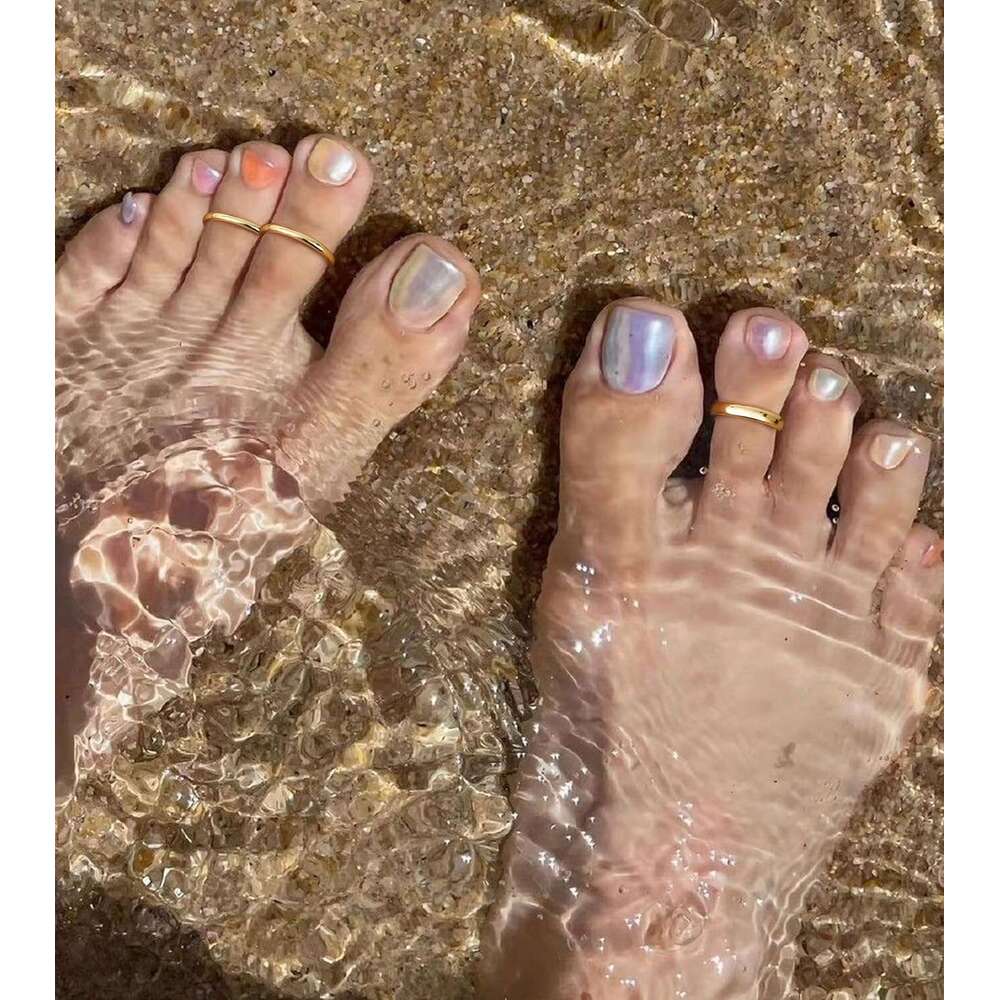 Ladies' fashion 14K gold filled set, thin strap beach foot jewelry, summer opening adjustable toe ring