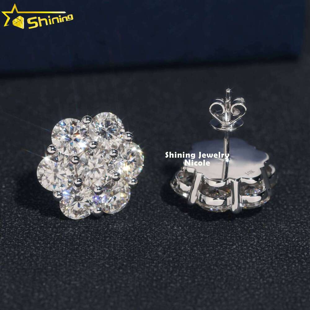 Hip Hop Fashion Iced Out 15Mm Width Real 10K Solid Gold VVS Moissanite Wer Earrings For Men