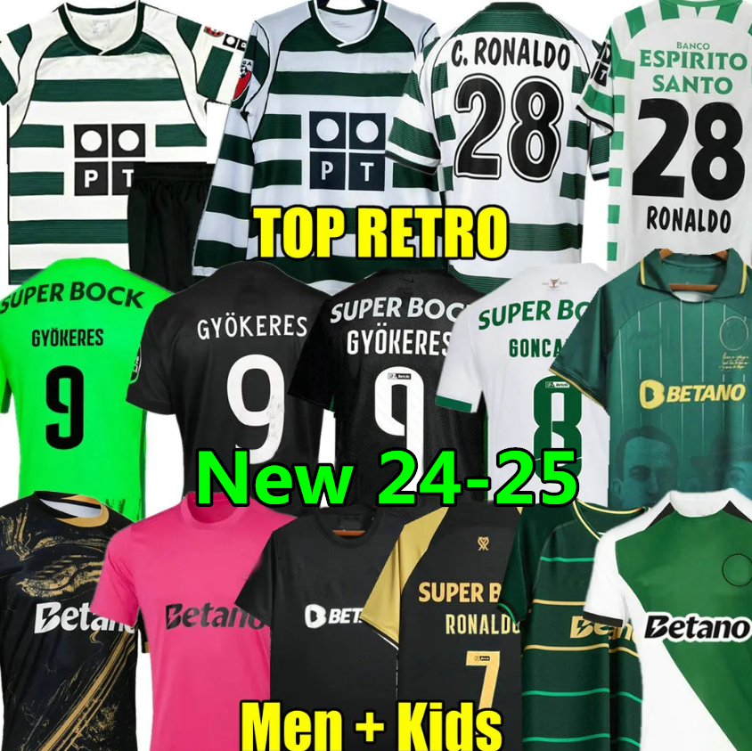 01 02 03 04 RETRO Ronaldo Classic GYOKERES 24 25 26 sporting CP soccer jersey COATES ACUNA home away 2024 2025 HJULMAND football shirt Men Kids Lisboa Vintage