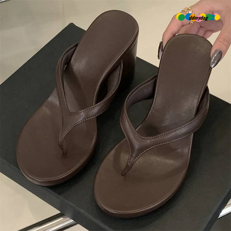 New Fashion Solid Platform Clip Toe Wedges Slippers Woman High Heels Sandals Summer Flip Flops Slide Shoes ddmymonkey
