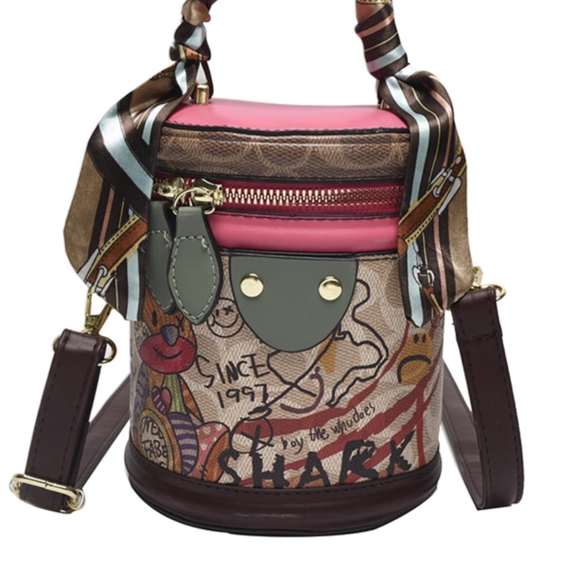 2025 New Outdoor Style Luxury Free Delivery Designer Bag ZR Bucket For Women New Graffiti Rich Cylinder Premium Handheld Women's Crossbody Small 