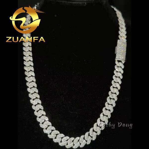 High Quality 10Mm Silica Hip-Hop Sier Chilled Cuban Chain Strap GRA Certificate