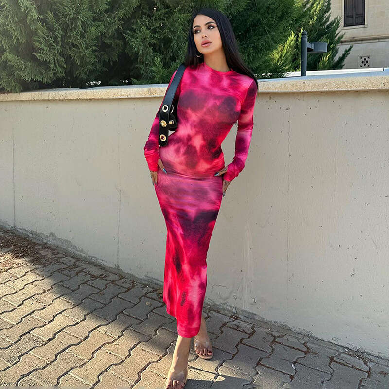 Halter Whit Maxi Dresses New Fish Tail Hem Round Neck Long Sleeved Slim Fit Spicy Girl Dress For Women Prom Sexy Dress