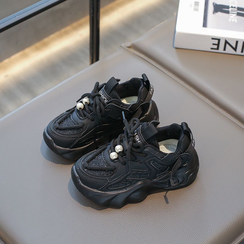 2025 New Girl Shoes For Kids Fashion with Pearl on Lace Girls Sport Trainers Running Tennis Youth Outdoor Sneakers Shoes Big Sizes US 9C-4Y