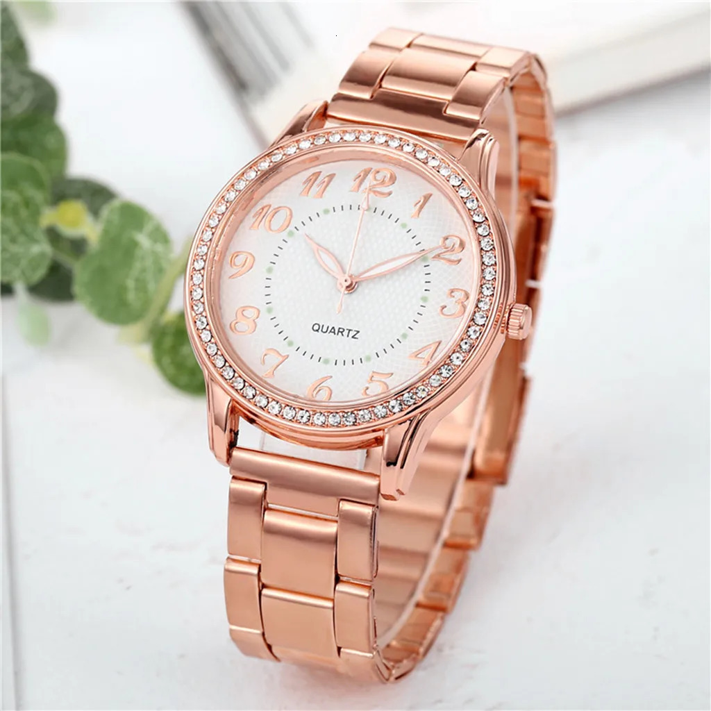 Women Watches Fashion Circular Ladies Quartz Watch Bracelet Set Golden Dial Simple Rose Gold Mesh Watches Women#3 250522