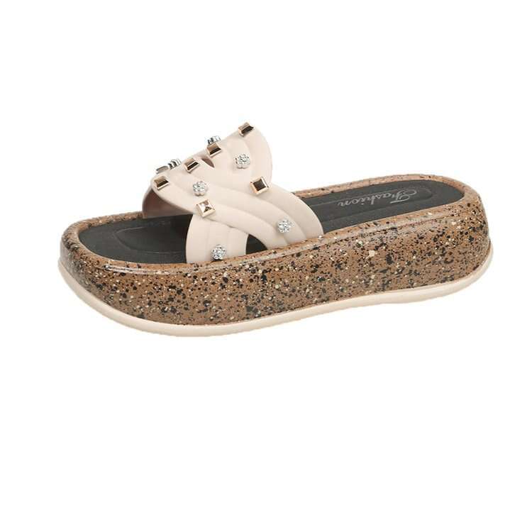 Thick Soled Slippers For Female Designers Summer Flat Slippers 2025 New Cross Strap Soft Soled Sandals Minimalist Campus Student Slippers